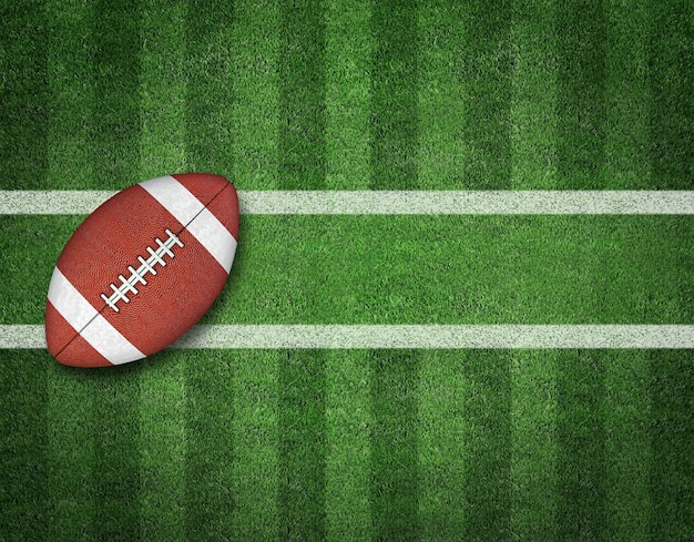 American Football with Yard Line on American Football Field