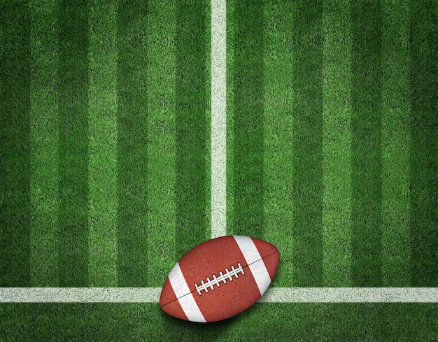 American Football with Yard Line on American Football Field