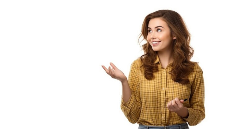 Photo american girl in white background