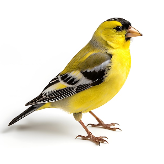 American Goldfinch vogel met witte achtergrond