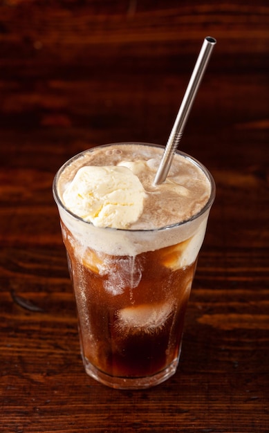 American ice cream float with cola