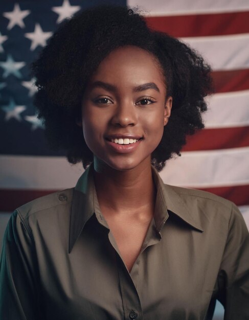 Foto american independence day person holding usa flag