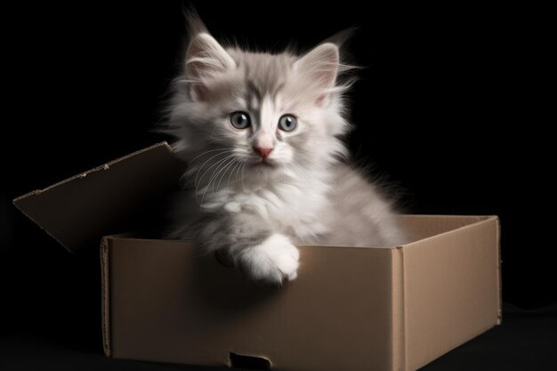 An American kitten in a box