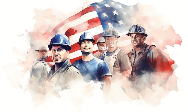 American Labor Day Celebration waterkleur Illustraties en waterkleur foto ai generator