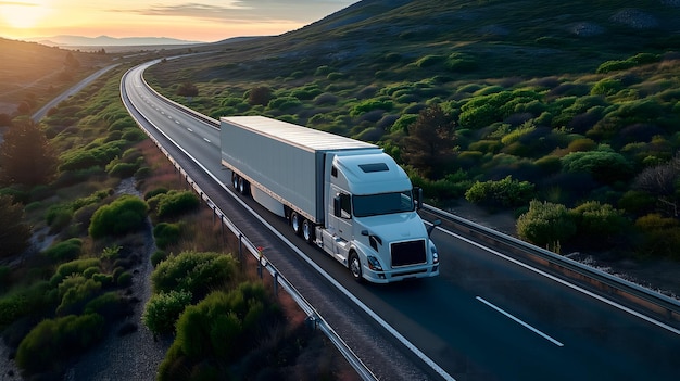 American longnose semitruck on a highway