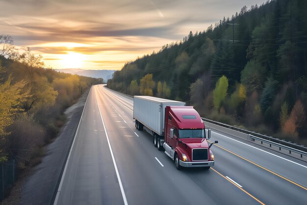 American longnose semitruck on a highway