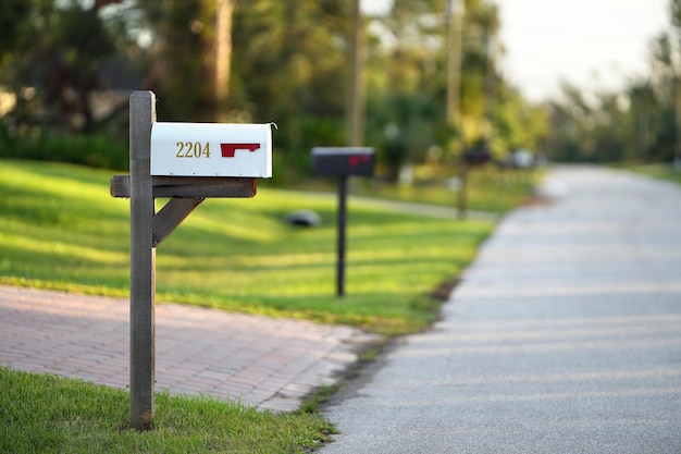 American mailbox at Florida home front yard on suburban street side