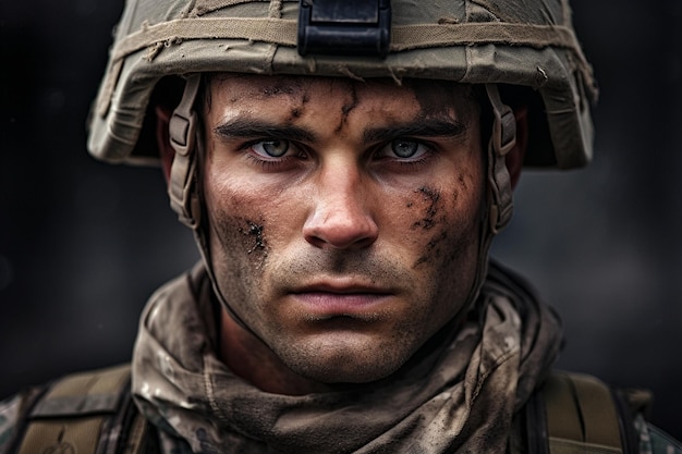 American Male Soldier Portrait Generative Ai