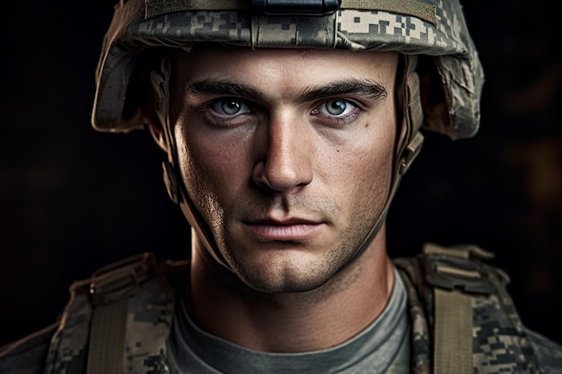 American Male Soldier Portrait Generative Ai