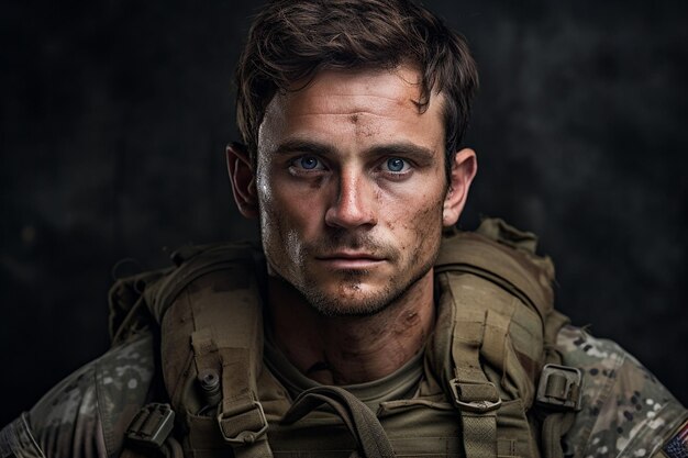 American Male Soldier Portrait Generative Ai