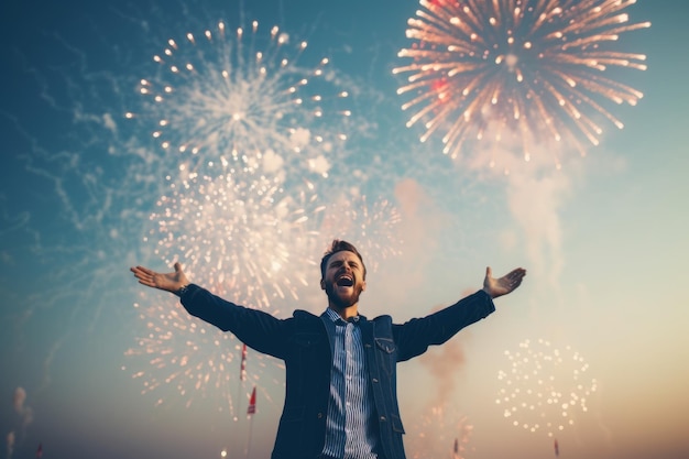 American man celebrating the 4th of july