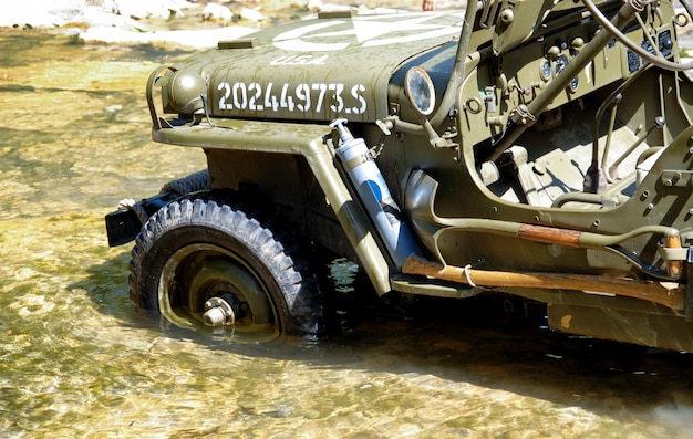 Photo american military jeep vehicle of wwii