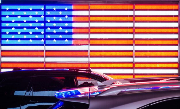 American neon flag in New york city