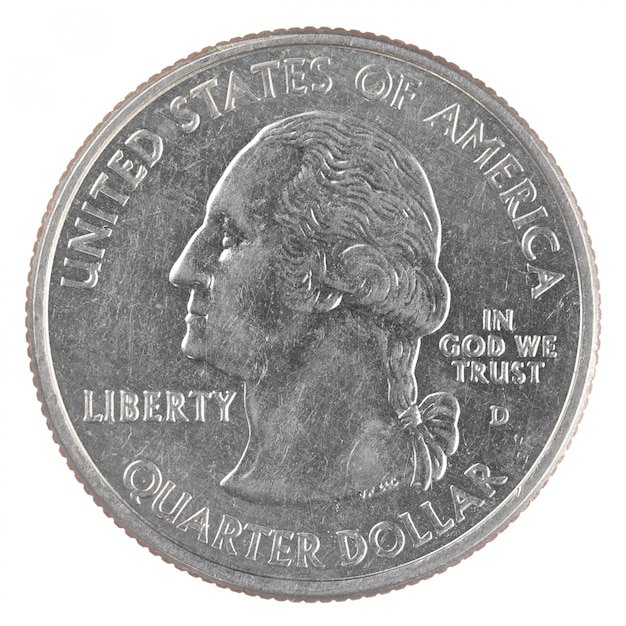 American one quarter dollar coin isolated 