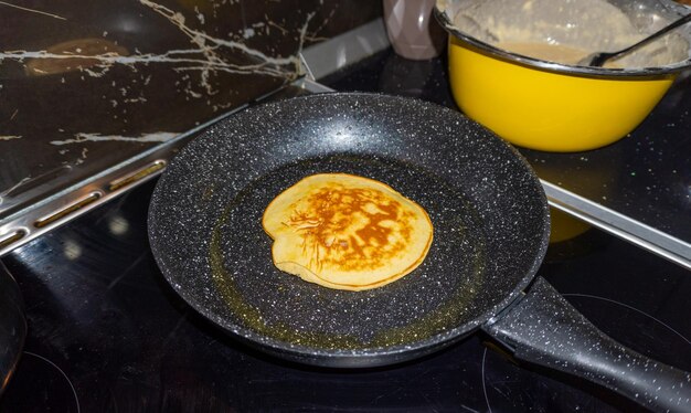 American pancake made on pan