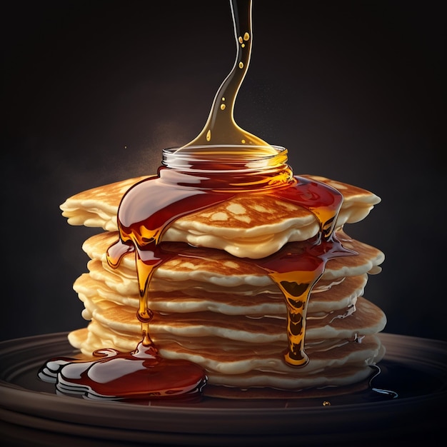 American Pancakes met een stuk boter en ahornsiroop