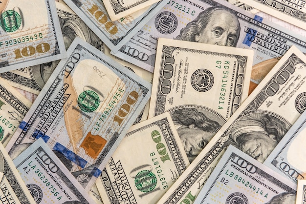 Photo american paper dollar bills as background