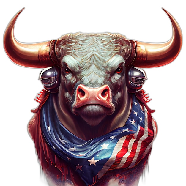 American patriot Bull cow buffalo artwork illustration vector graphic America patriotism art