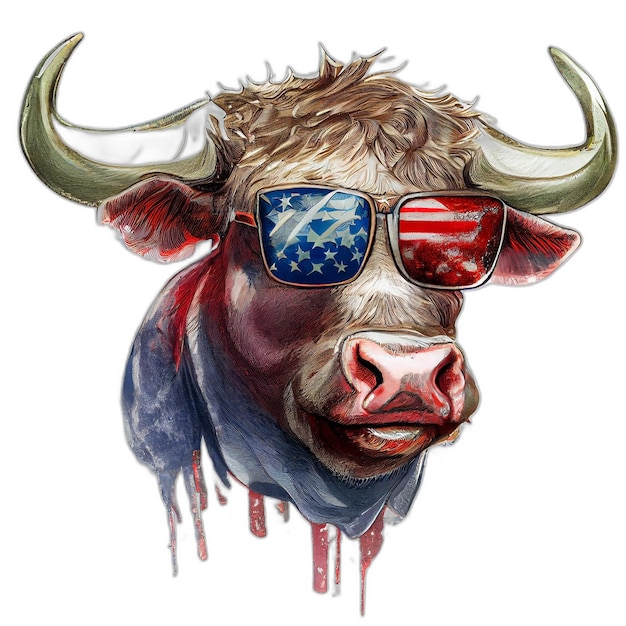 American patriot Bull cow buffalo artwork