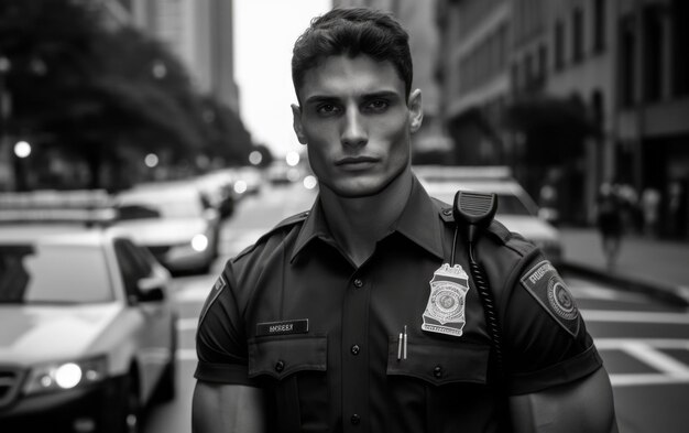 American policeman and police car