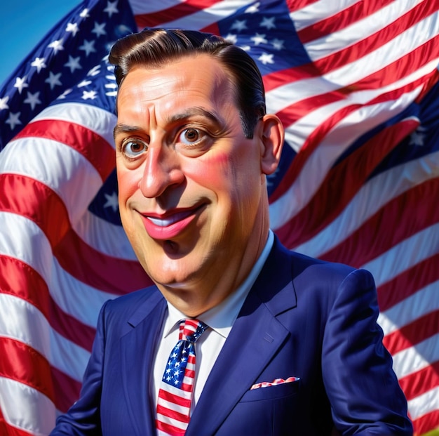 写真 勝利のポーズをとるアメリカの政治家漫画画像