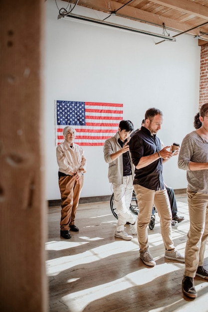 American queuing at a polling place