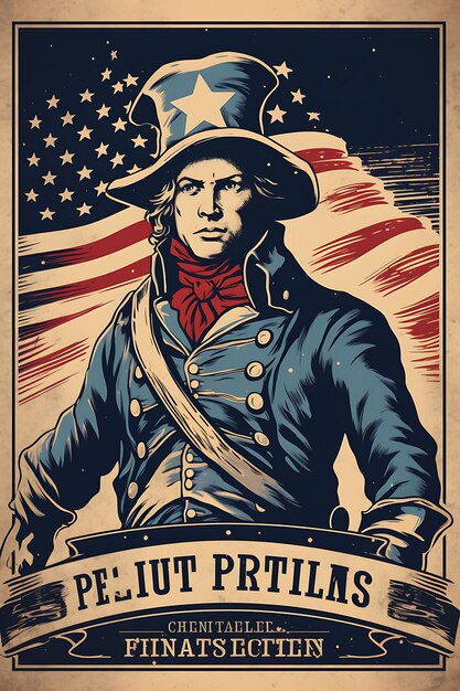 Photo american revolution patriots and british soldiers rustic bro poster design 2d a4 creative ideas