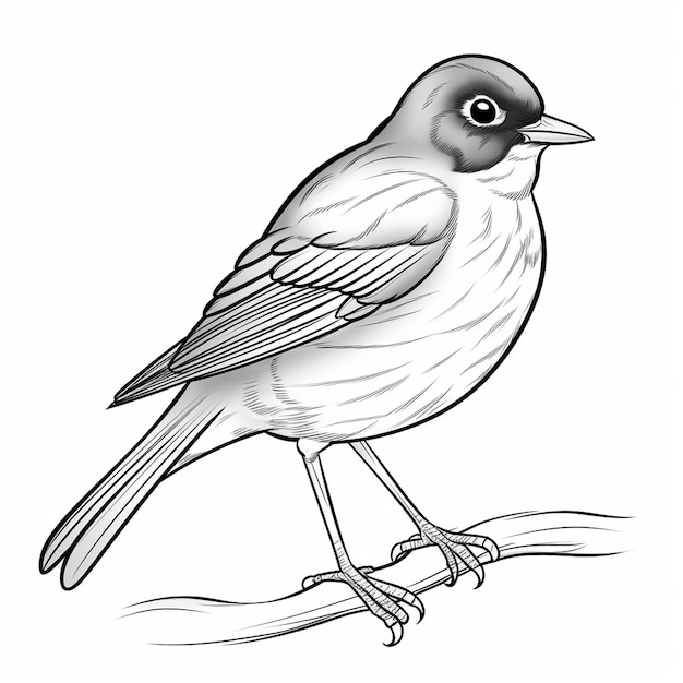 Photo american robin kids painting cute cute coloring book kawaii line art