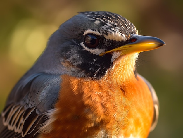 Foto pettirosso americano in natura turdus migratorius