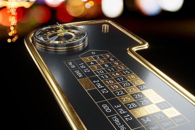 American roulette table and stacks in a casino. creative casino\
template, background design, addiction, header for website. 3d\
illustration, 3d render.