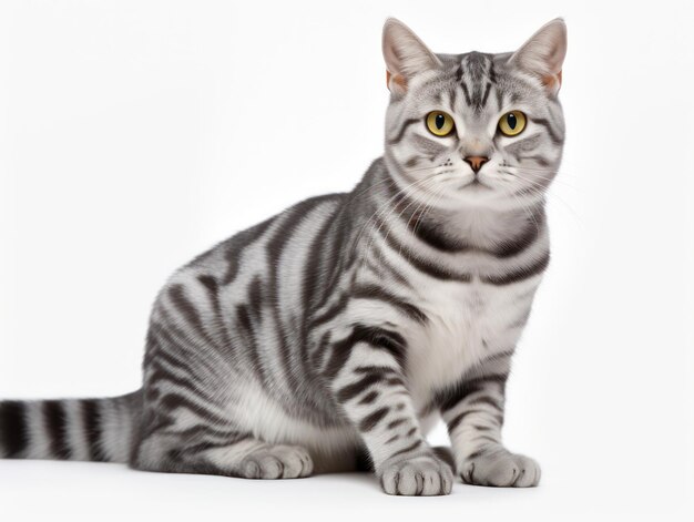 American shorthair cat studio shot isolated on clear background