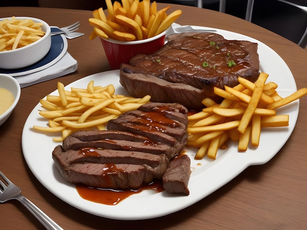 American slice steak at the bar with fire background