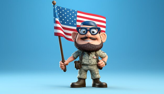 写真 アメリカの兵士の似顔絵のキャラクター