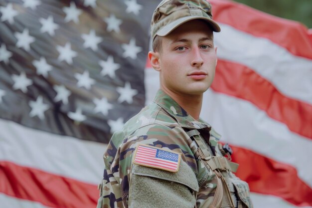 American soldier man with USA flag