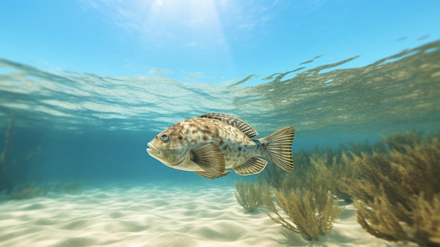 American sole fish swimming sea underwater picture ai generated image