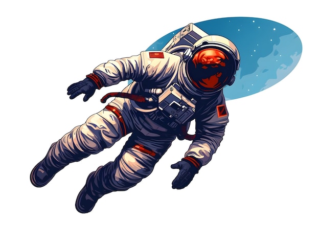 American space astronaut floating in zero gravity