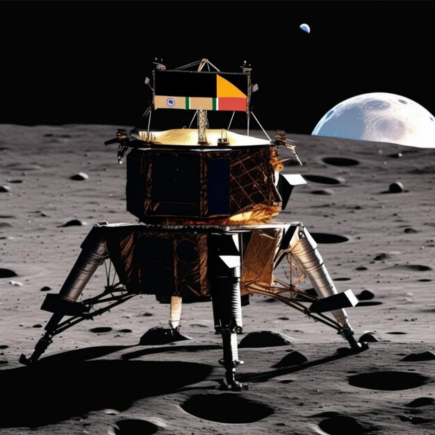 Premium AI Image American spacecraft landing on the moon with
