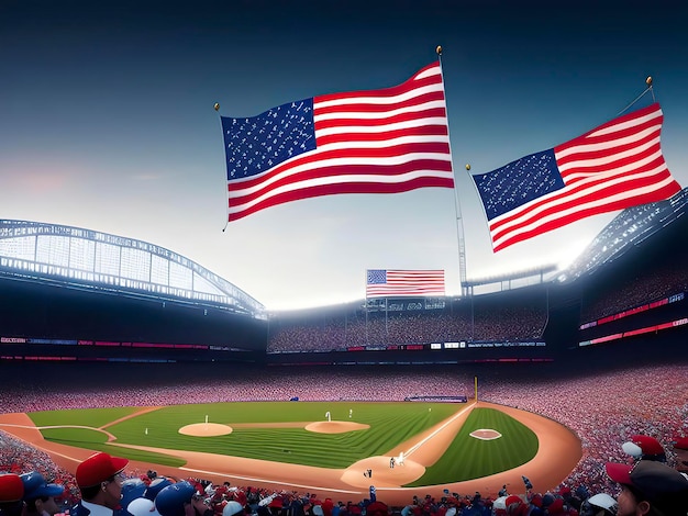 Foto gli sport americani e la bandiera