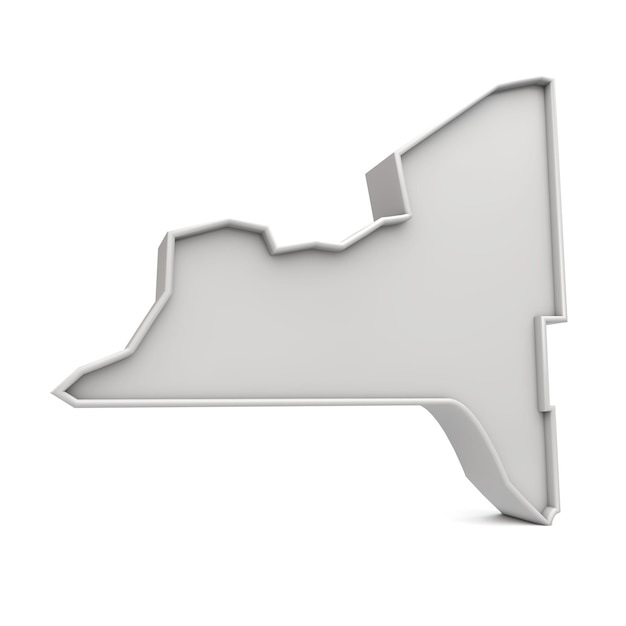 American state of new york simple d map in white grey d rendering