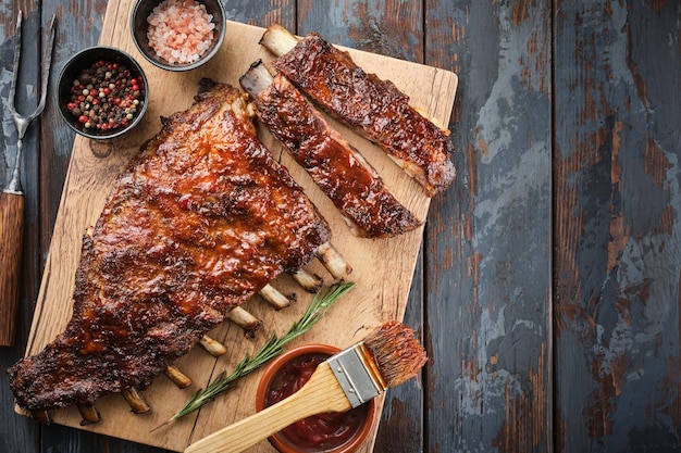 American style pork ribs Heerlijke gerookte spareribs geglazuurd in BBQ saus