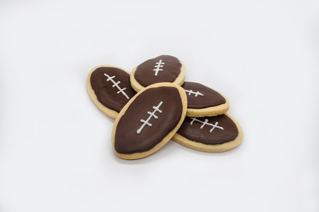 American super bowl party cookies Football shape cookies Home made cookies concept