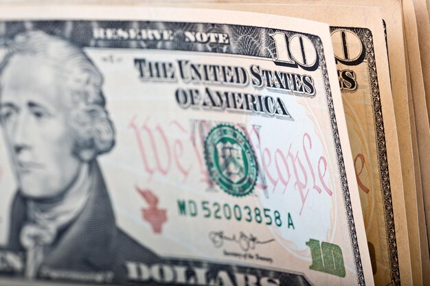 American ten dollars a background