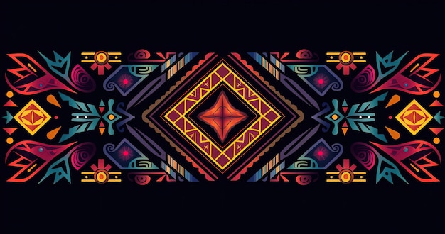 an american tribal pattern with colorful geometric design on a dark background