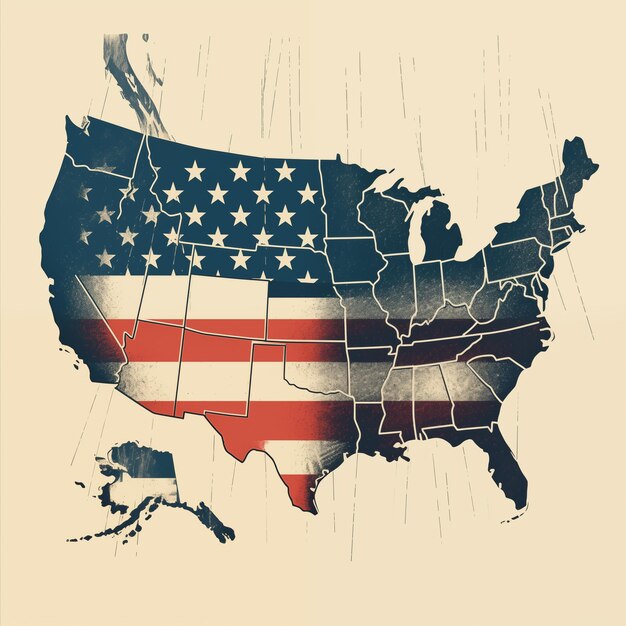 Photo american vintage map poster usa independence day flag ai generated