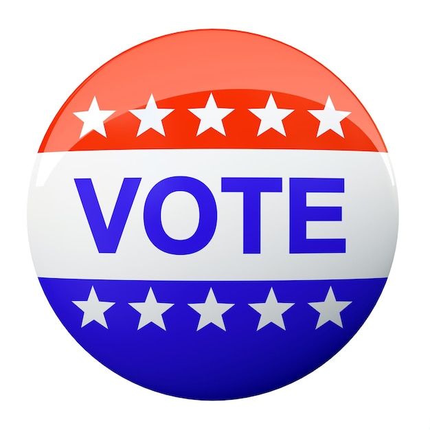 배경에 고립 된 미국 투표 버튼