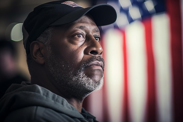 American Voter in an Election Polling Station Voting for the Next President of USA