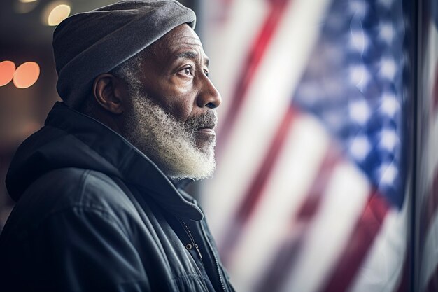 American Voter in a Polling Station Voting to Decide The Next President of the United States