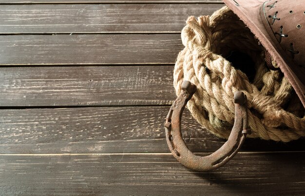 American West still life with old horseshoe