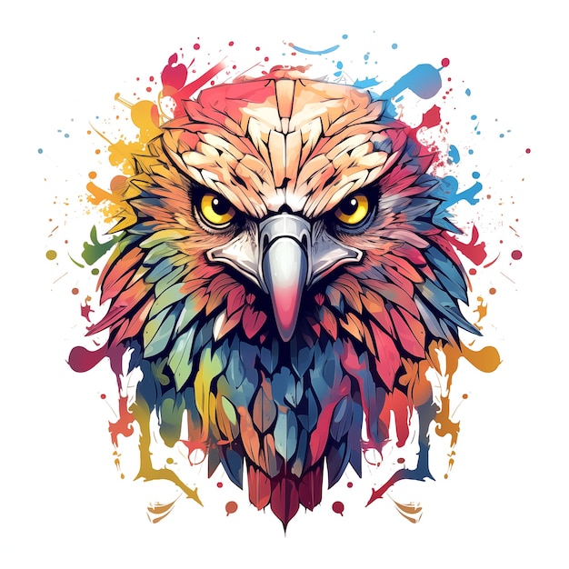 American white eagle design on colorful background for tshirts