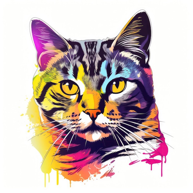 American Wirehair Cat On White Background Logo Generative AI